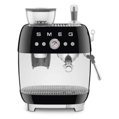 Manual Espresso Coffee Machine with Grinder - Retro-Style Black Glossy