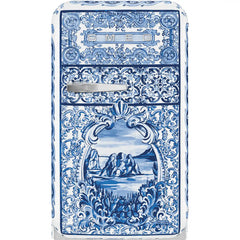 SMEG x Dolce&Gabbana Retro-Style Refrigerator (1.2 cu ft, Right Hinge) - Blu Mediterraneo