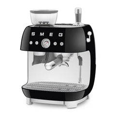Manual Espresso Coffee Machine with Grinder - Retro-Style Black Glossy