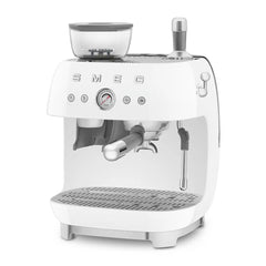 Manual Espresso Coffee Machine with Grinder - Retro-Style White