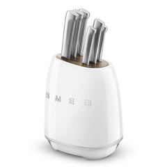 Retro-Style 6-Piece Knife Block Set - White